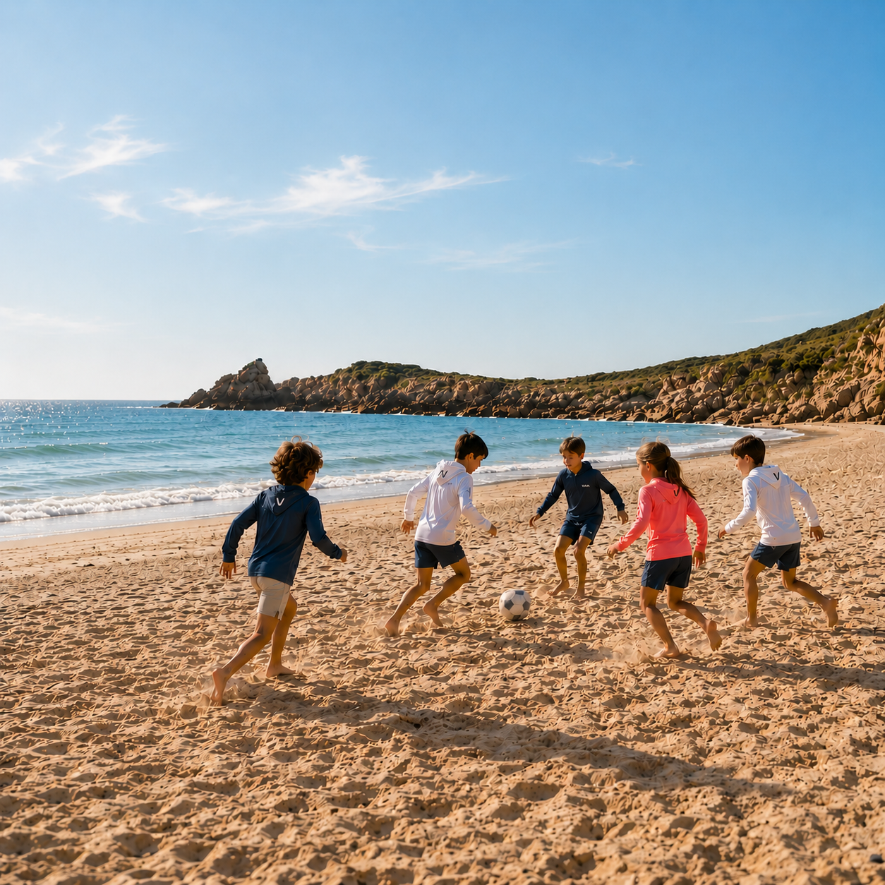 Kids soccer on beach